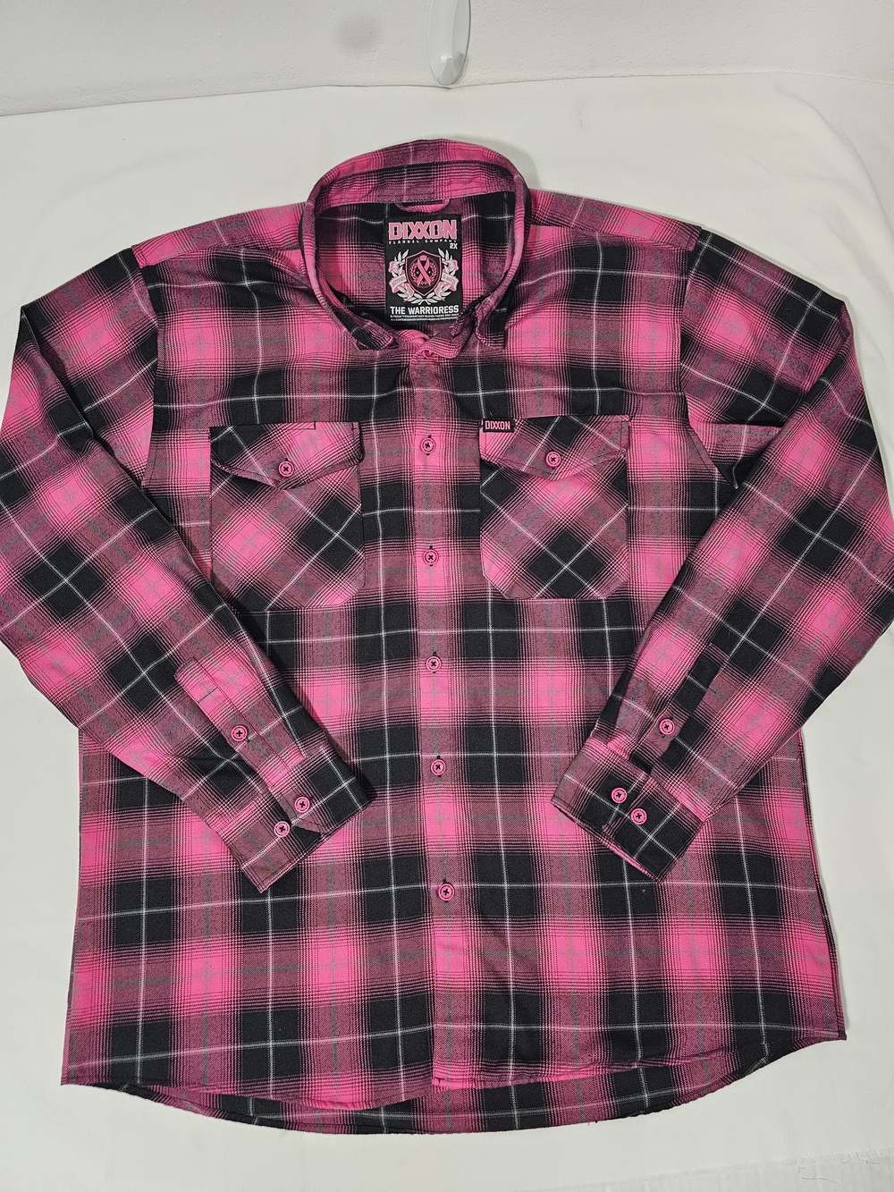 Dixxon Flannel Company The Warrioress Breast Cancer Awareness Plaid Shirt 2x - Picture 3 of 9
